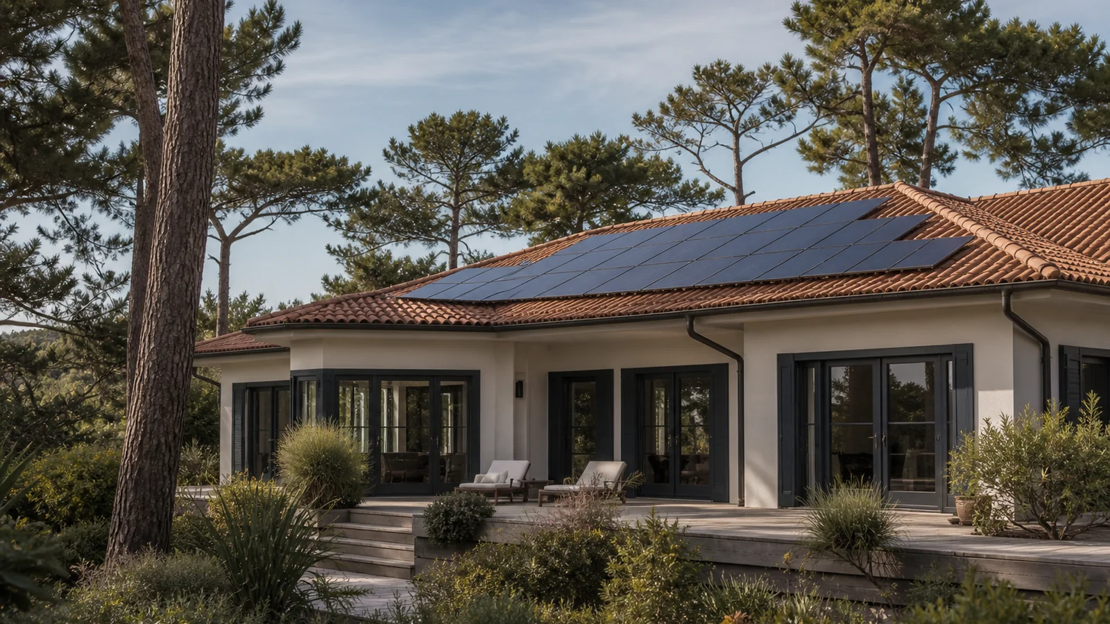 Toiture équipée de panneaux solaires dans le secteur de Barsac